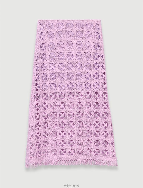 Maje falda midi de ganchillo ropa violeta de parma mujer 2J08B240