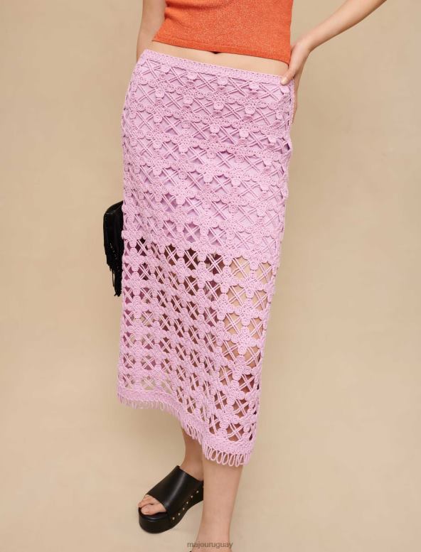 Maje falda midi de ganchillo ropa violeta de parma mujer 2J08B240