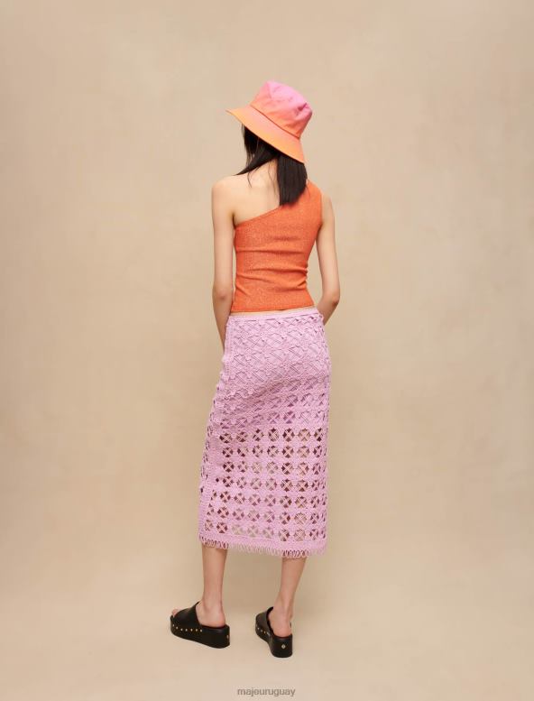 Maje falda midi de ganchillo ropa violeta de parma mujer 2J08B240