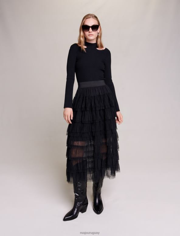 Maje falda midi de tul ropa negro mujer 2J08B103