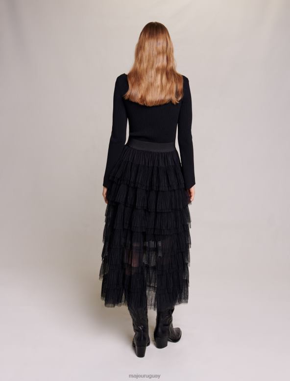 Maje falda midi de tul ropa negro mujer 2J08B103