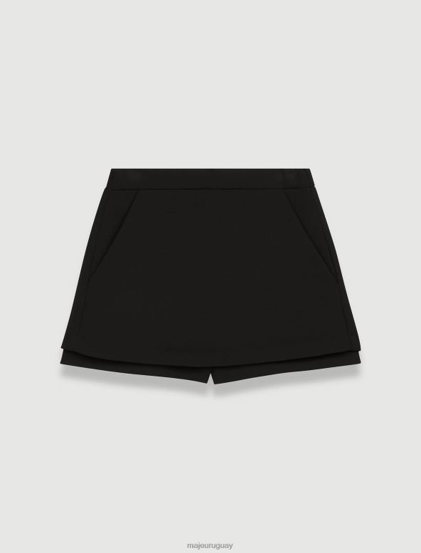 Maje falda pantalón de crepé a capas ropa negro mujer 2J08B124