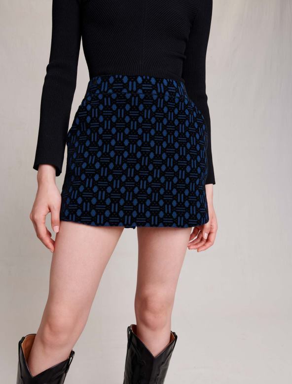 Maje falda-pantalón de jacquard de terciopelo ropa azul negro mujer 2J08B428