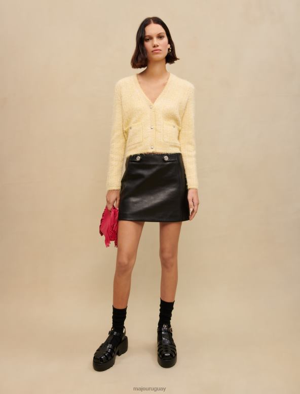 Maje minifalda de cuero ropa negro mujer 2J08B284