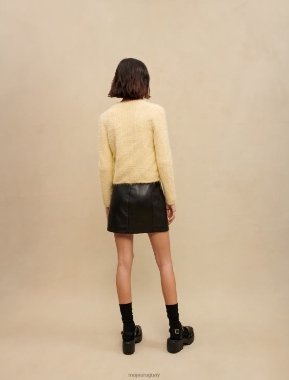 Maje minifalda de cuero ropa negro mujer 2J08B284