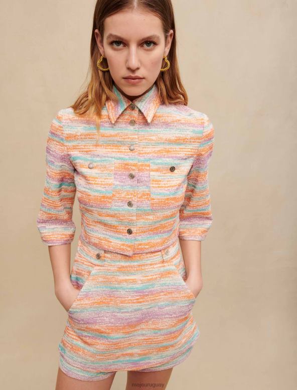 Maje minifalda de tweed ropa naranja mujer 2J08B203