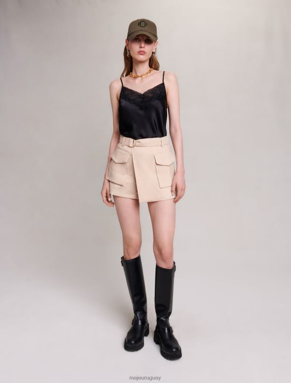 Maje pantalones cortos asimétricos ropa beige mujer 2J08B13