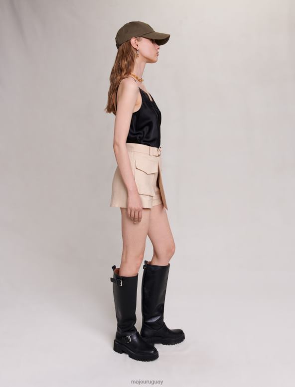 Maje pantalones cortos asimétricos ropa beige mujer 2J08B13