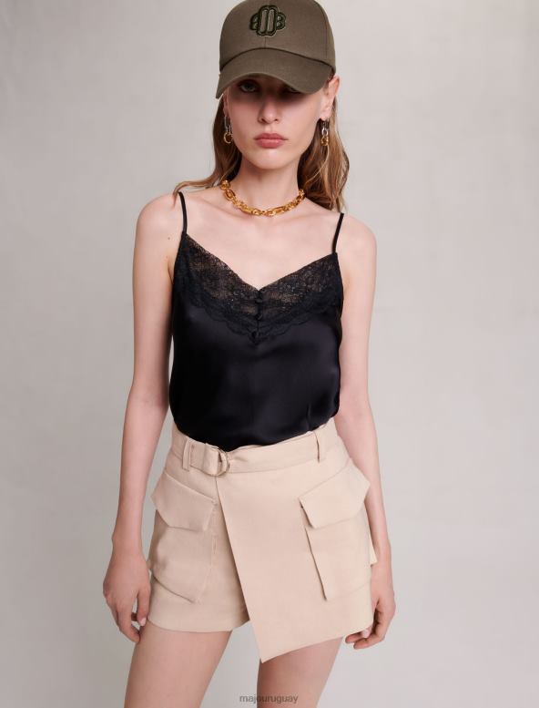 Maje pantalones cortos asimétricos ropa beige mujer 2J08B13