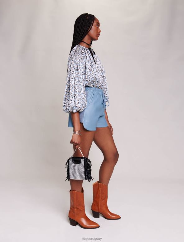 Maje pantalones cortos con apariencia de cuero ropa azul mujer 2J08B66