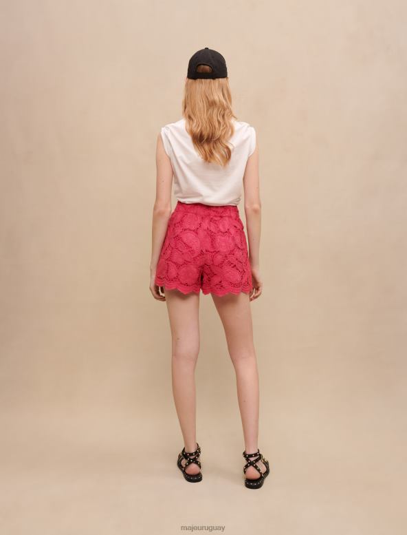 Maje pantalones cortos con bordado calado ropa fucsia mujer 2J08B202
