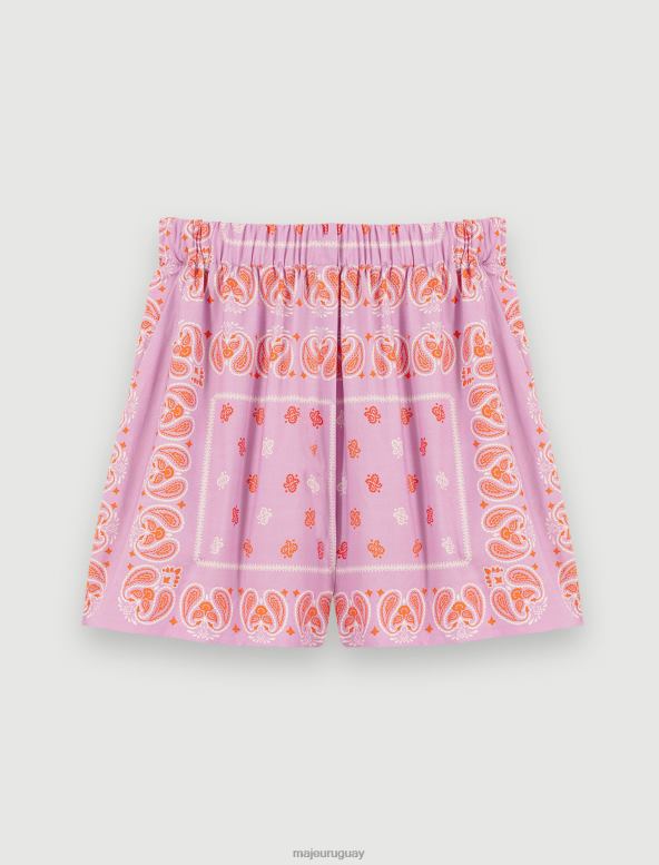 Maje pantalones cortos con estampado de cachemira ropa pañuelo rosa mujer 2J08B153