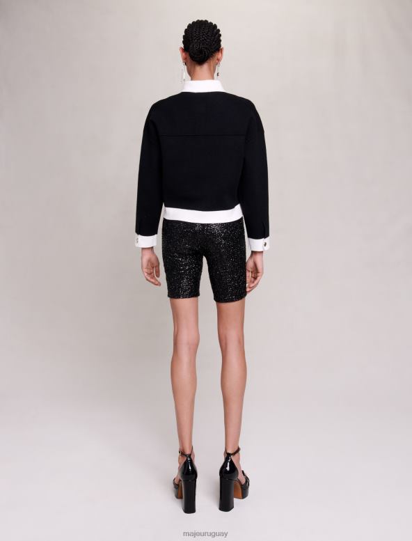 Maje pantalones cortos de ciclismo brillantes ropa negro mujer 2J08B74