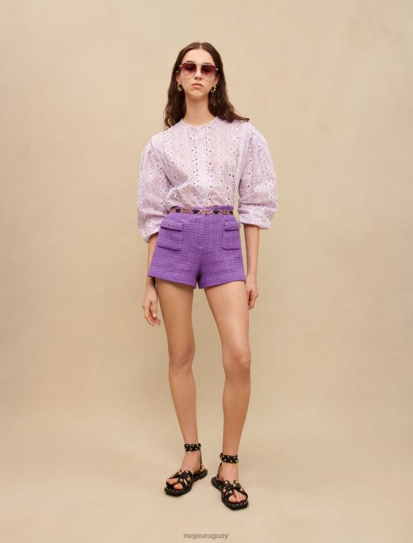 Maje pantalones cortos de tweed ropa púrpura mujer 2J08B283