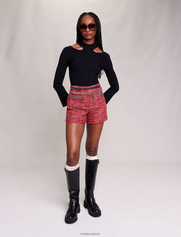 Maje pantalones cortos de tweed ropa rojo mujer 2J08B33