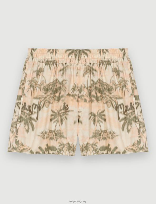 Maje shorts con estampado de palmeras ropa aloha mujer 2J08B279