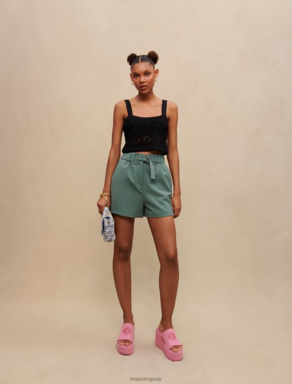 Maje shorts de sastre elásticos ropa verde mujer 2J08B131