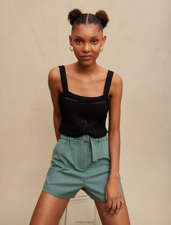Maje shorts de sastre elásticos ropa verde mujer 2J08B131
