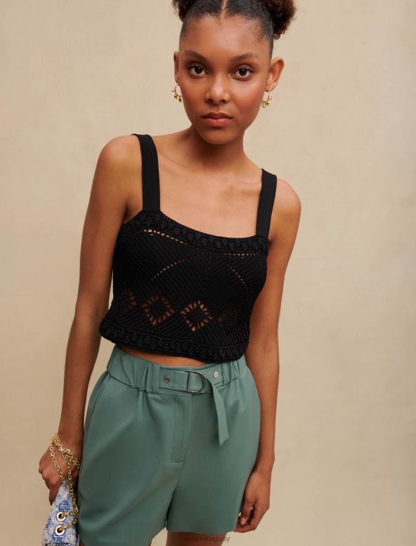 Maje shorts de sastre elásticos ropa verde mujer 2J08B131