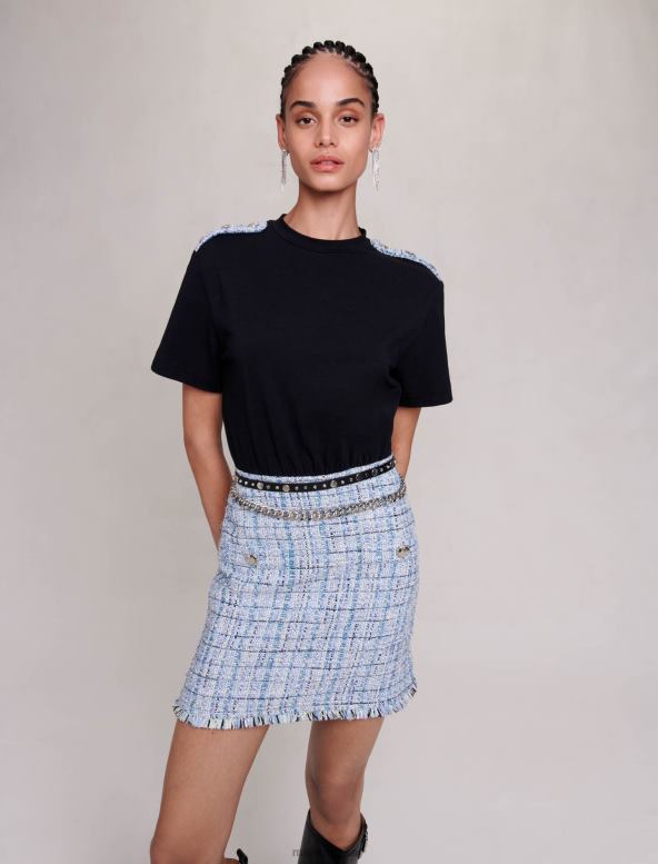 Maje vestido de tweed ropa azul claro mujer 2J08B94