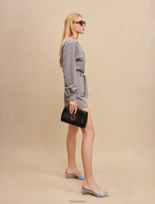 Maje mameluco corto a cuadros ropa gris mujer 2J08B367