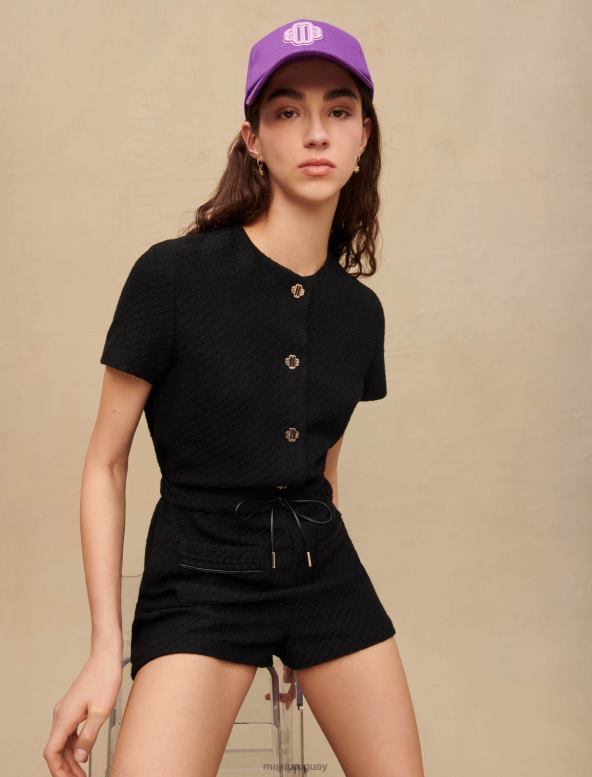 Maje mono corto de tweed ropa negro mujer 2J08B141