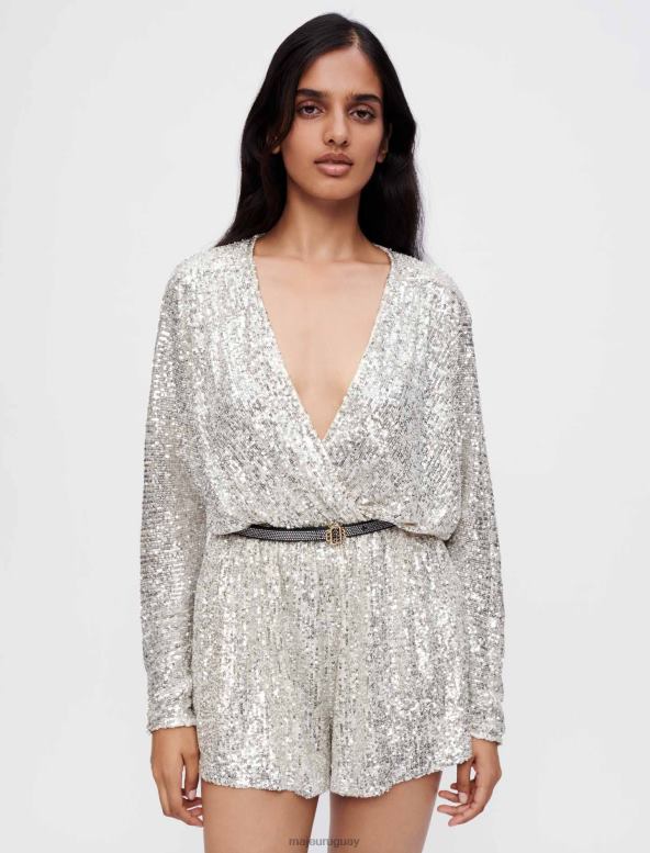 Maje mono de lentejuelas ropa plata mujer 2J08B140