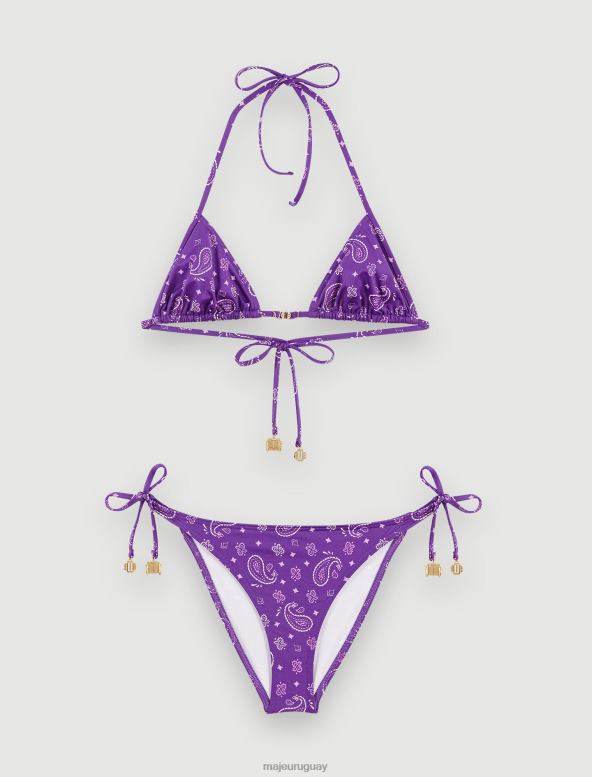 Maje traje de baño de dos piezas con estampado de cachemira ropa pañuelo morado mujer 2J08B149