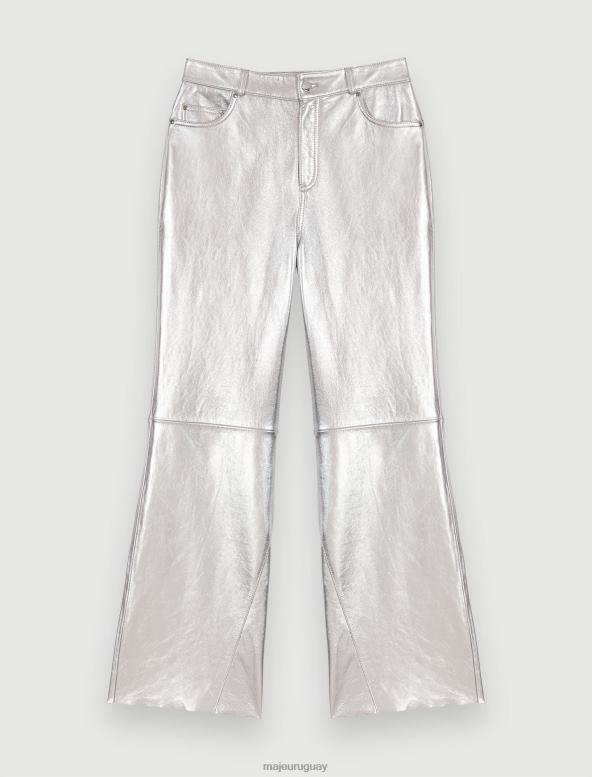 Maje Pantalones de cuero ropa plata mujer 2J08B395