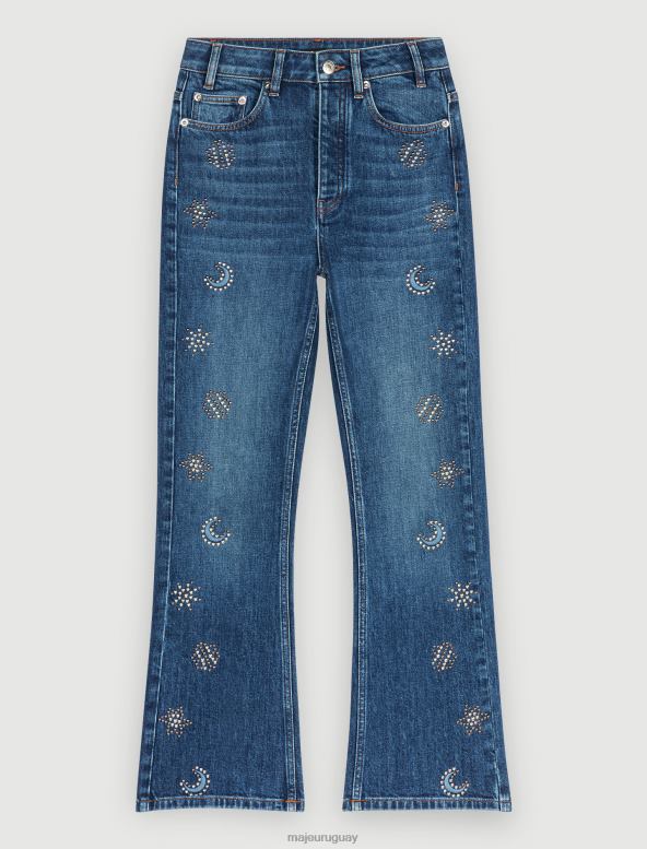 Maje jeans decorados con lunas de cristal ropa azul mujer 2J08B318