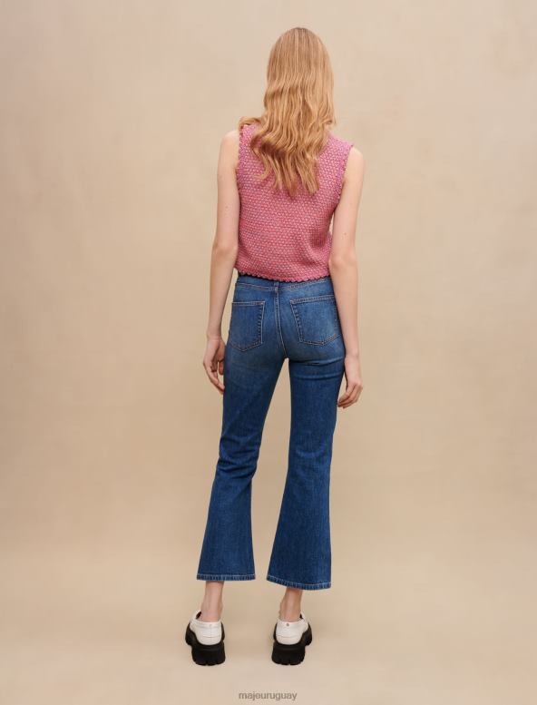 Maje jeans decorados con lunas de cristal ropa azul mujer 2J08B318