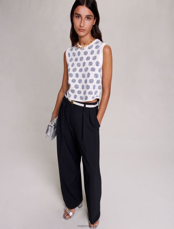 Maje pantalones de niño de gran tamaño ropa negro mujer 2J08B440