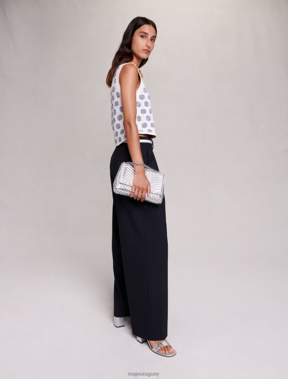 Maje pantalones de niño de gran tamaño ropa negro mujer 2J08B440