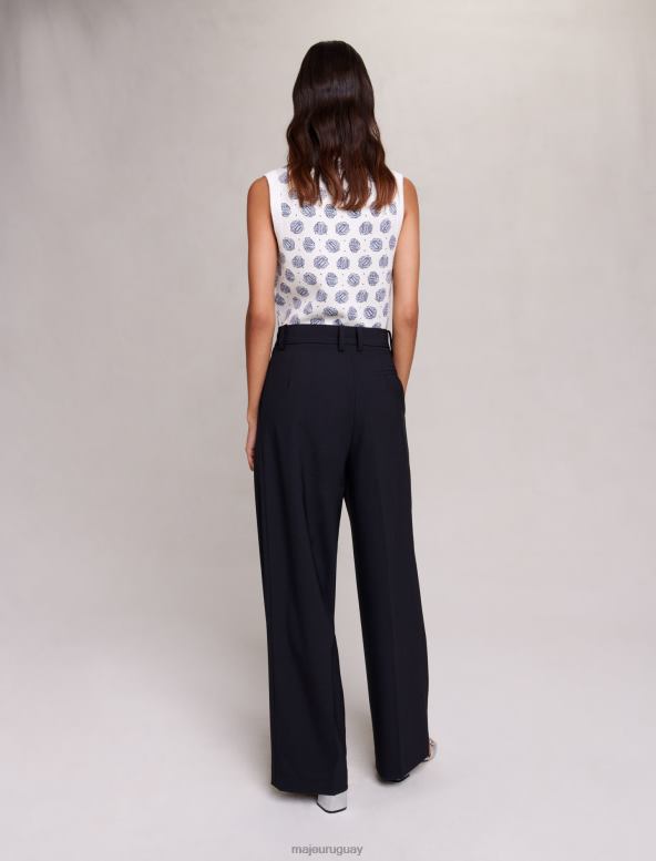 Maje pantalones de niño de gran tamaño ropa negro mujer 2J08B440