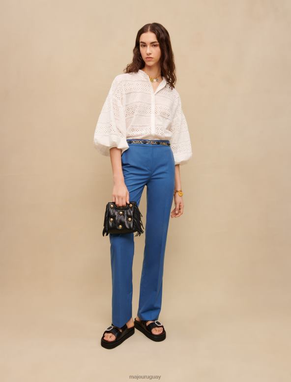 Maje pantalones de sastre de corte recto ropa azul mujer 2J08B349