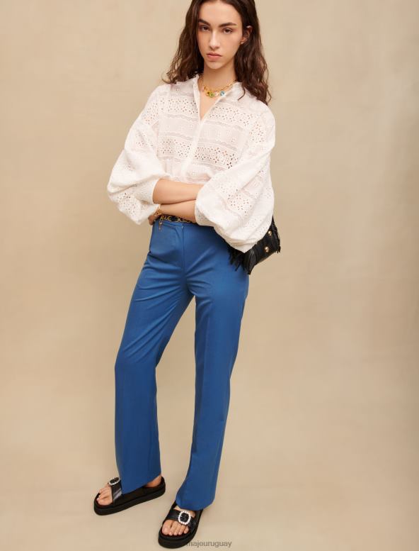 Maje pantalones de sastre de corte recto ropa azul mujer 2J08B349