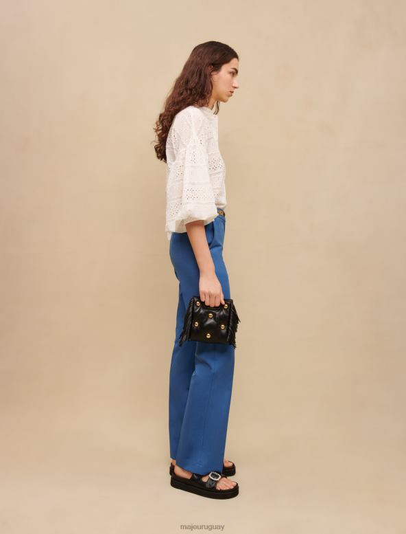Maje pantalones de sastre de corte recto ropa azul mujer 2J08B349