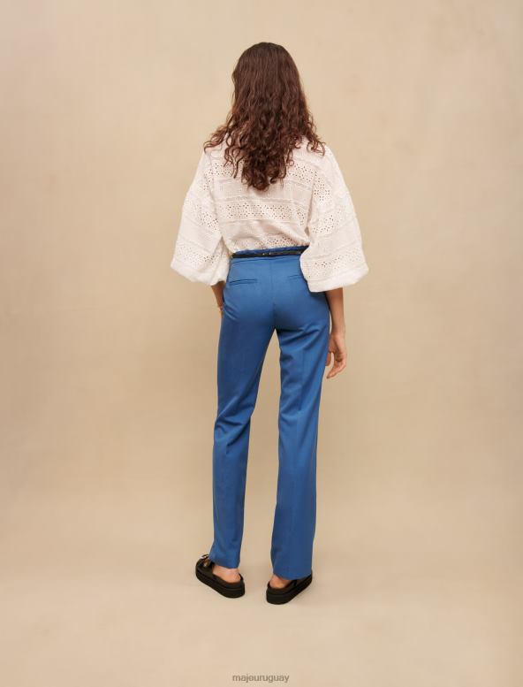 Maje pantalones de sastre de corte recto ropa azul mujer 2J08B349