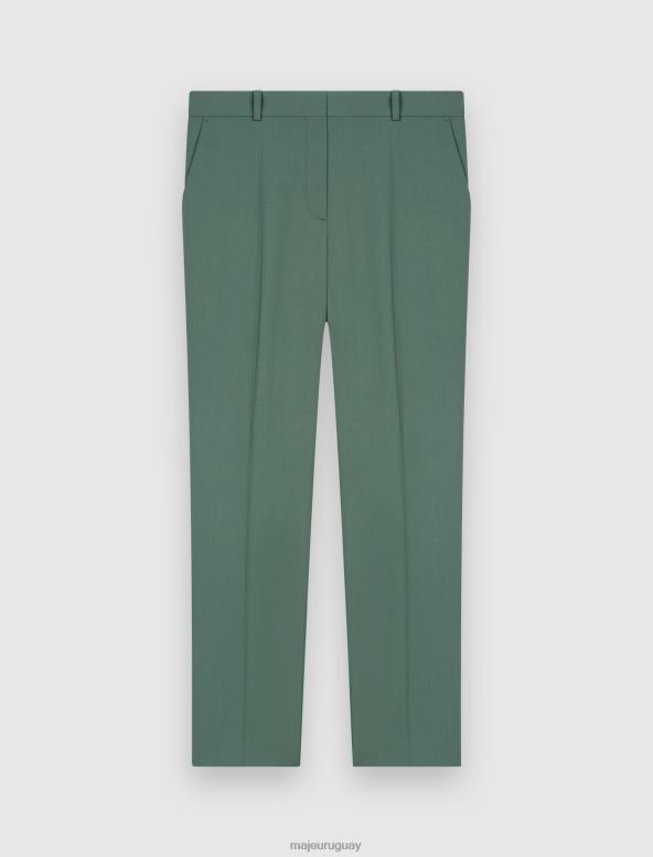 Maje pantalones de sastre de corte recto ropa verde mujer 2J08B137