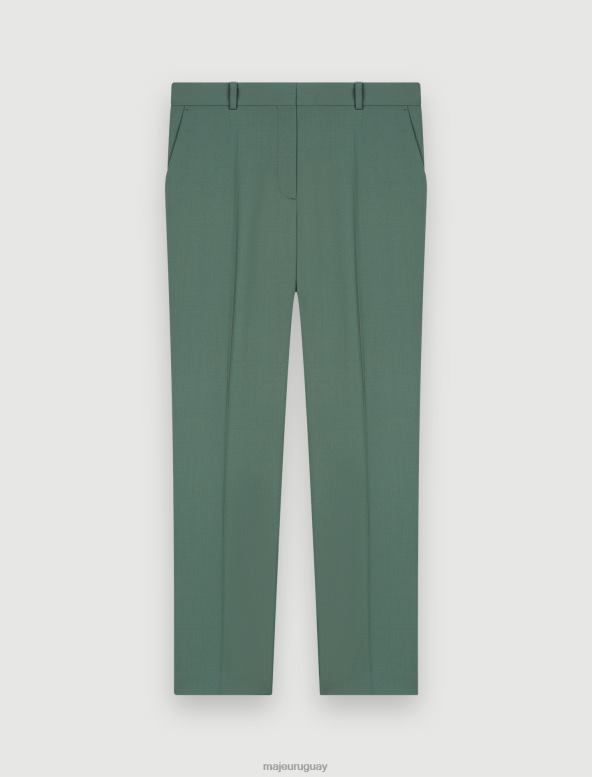 Maje pantalones de sastre de corte recto ropa verde mujer 2J08B137