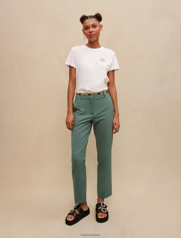 Maje pantalones de sastre de corte recto ropa verde mujer 2J08B137