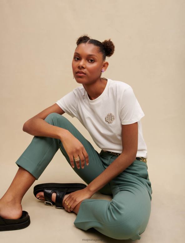 Maje pantalones de sastre de corte recto ropa verde mujer 2J08B137