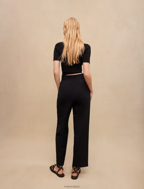 Maje pantalones de traje a rayas tiza ropa negro mujer 2J08B134