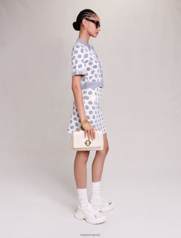 Maje cárdigan con monograma ropa monograma de trébol crudo/azul mujer 2J08B75