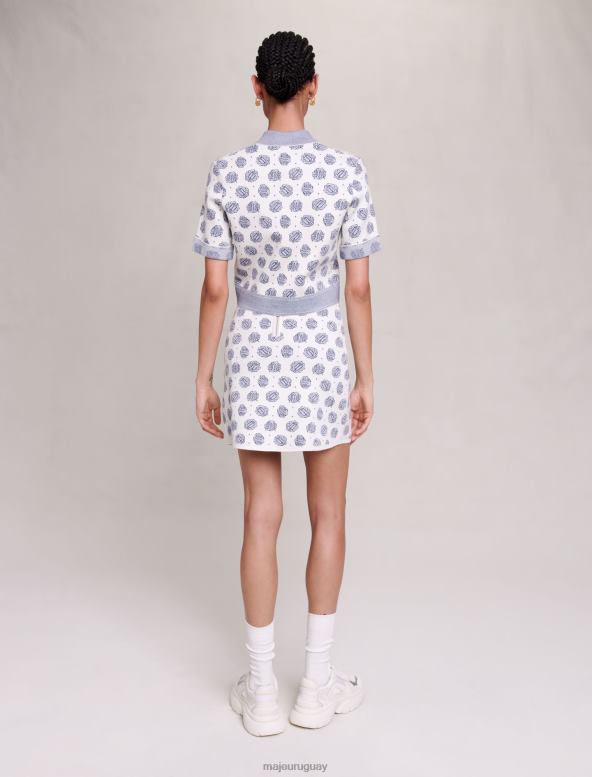 Maje cárdigan con monograma ropa monograma de trébol crudo/azul mujer 2J08B75