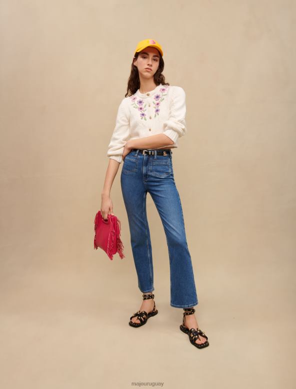 Maje cárdigan corto con bordado floral ropa crudo mujer 2J08B325