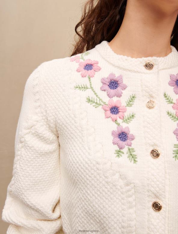 Maje cárdigan corto con bordado floral ropa crudo mujer 2J08B325
