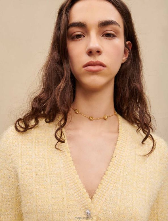 Maje cárdigan de punto con efecto tweed ropa amarillo mujer 2J08B290