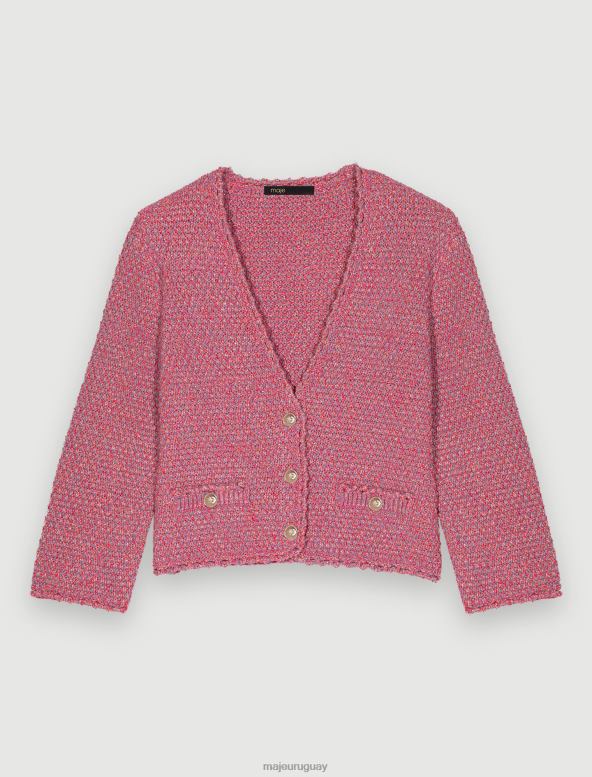 Maje cárdigan de punto con efecto tweed ropa rosa mujer 2J08B321