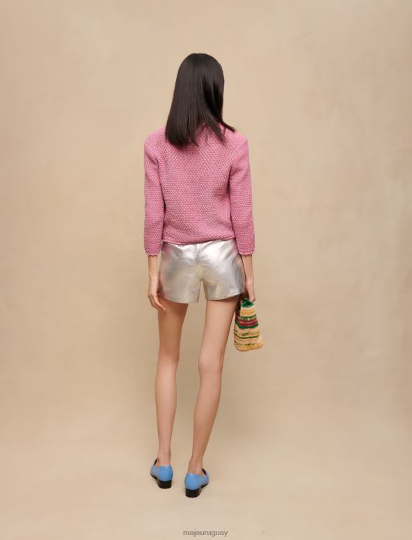 Maje cárdigan de punto con efecto tweed ropa rosa mujer 2J08B321